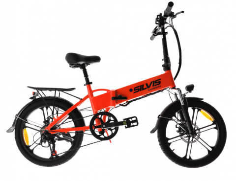 Bicicleta Electrica Pliabila Silvis 20 Rosu 350 W 7 Viteze Shimano Rulare full electric sau pedalare asistata 25km/h Baterie 10 4AH – imagine produs 6