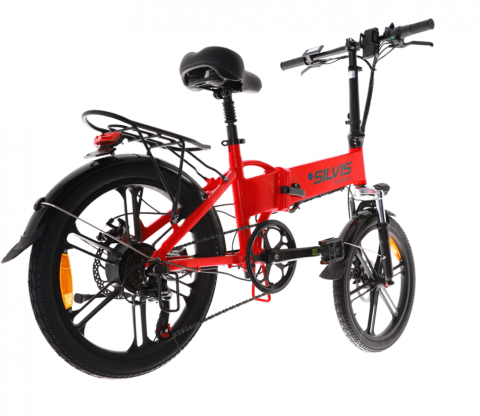 Bicicleta Electrica Pliabila Silvis 20 Rosu 350 W 7 Viteze Shimano Rulare full electric sau pedalare asistata 25km/h Baterie 10 4AH – imagine produs 4