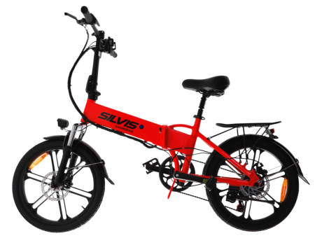 Bicicleta Electrica Pliabila Silvis 20 Rosu 350 W 7 Viteze Shimano Rulare full electric sau pedalare asistata 25km/h Baterie 10 4AH – imagine produs 5