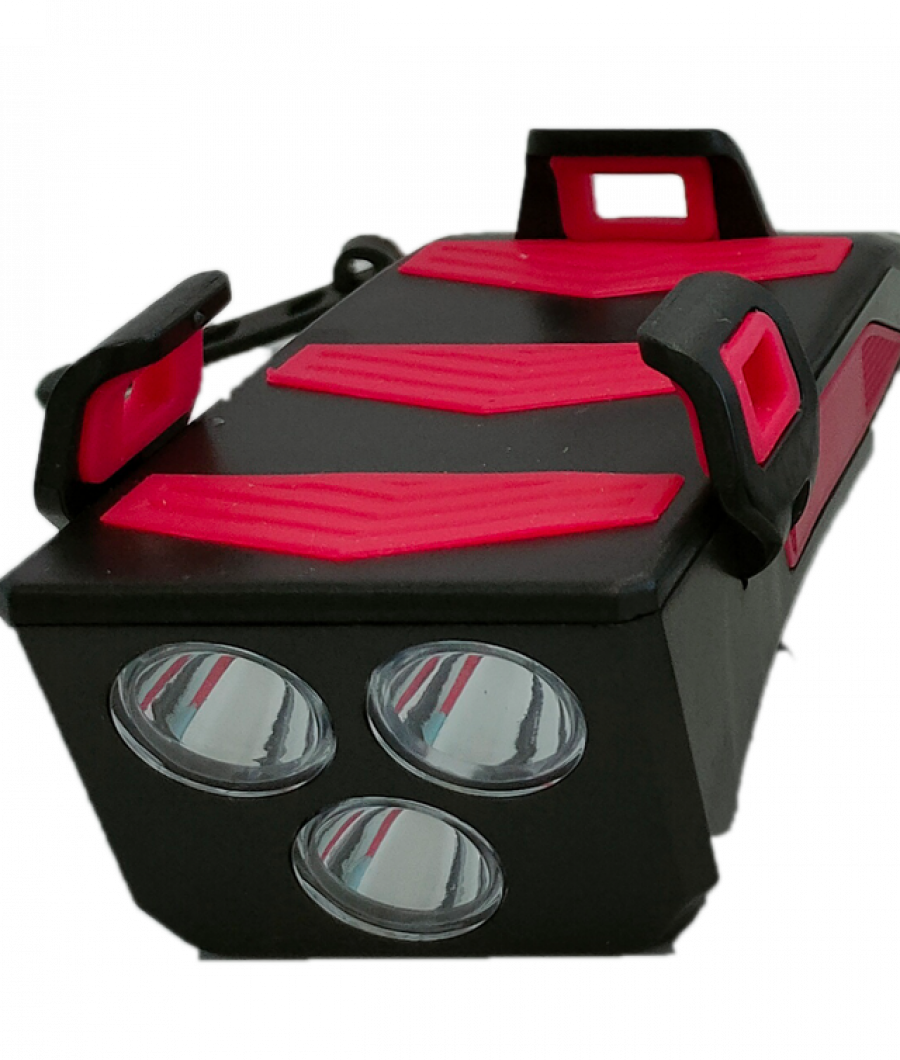 Lampa SILVIS iluminat fata 3 lumini Claxon Suport telefon mufa incarcare telefon ROSU