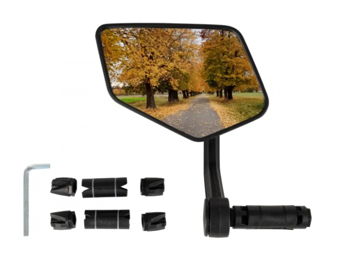 Oglinda Retrovizoare Bicicleta Stanga, Convexa, Reglabila 360°, Ghidon 15–20 mm