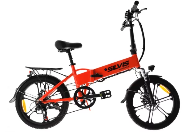 Bicicleta Electrica Pliabila Silvis 20 Rosu 350 W 7 Viteze Shimano Rulare full electric sau pedalare asistata 25km/h Baterie 10 4AH