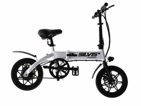 Bicicleta Electrica Pliabila SILVIS 14 ARGINTIU 250W Single Speed Rulare full electric sau pedalare asistata 25km/h Baterie 8AH