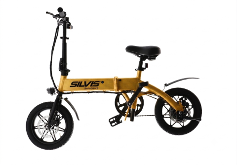 Bicicleta Electrica Pliabila SILVIS 14 GOLD 250W Single Speed Rulare full electric sau pedalare asistata 25km/h Baterie 8AH