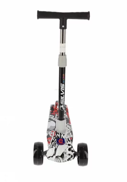 Trotineta copii pliabila cu roti PU luminoase LED, ghidon reglabil 3 trepte, cadru metalic, capacitate 100 kg ROZ