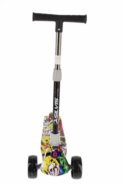 Trotineta copii pliabila cu roti PU luminoase LED, ghidon reglabil 3 trepte, cadru metalic, capacitate 100 kg ALBASTRU